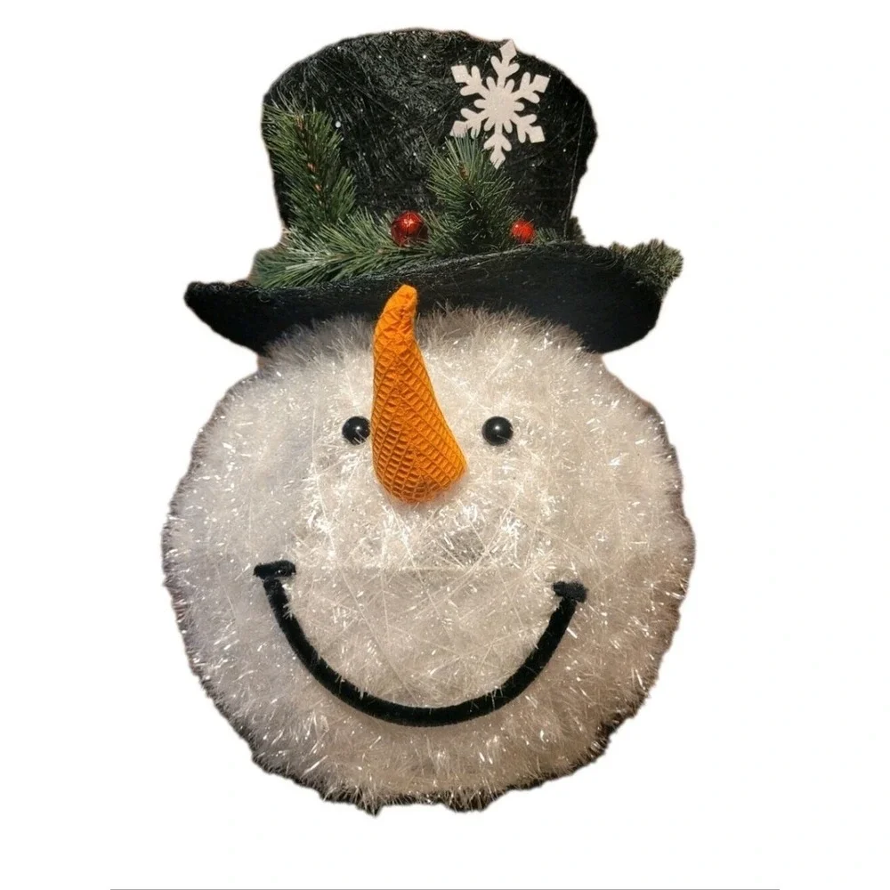 VTG Cracker Barrel Snowman Head Christmas Tree Topper Winter Holiday Cottage